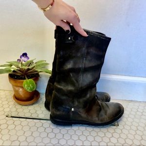 Stuart Weitzman black mid-calf slouchy boot